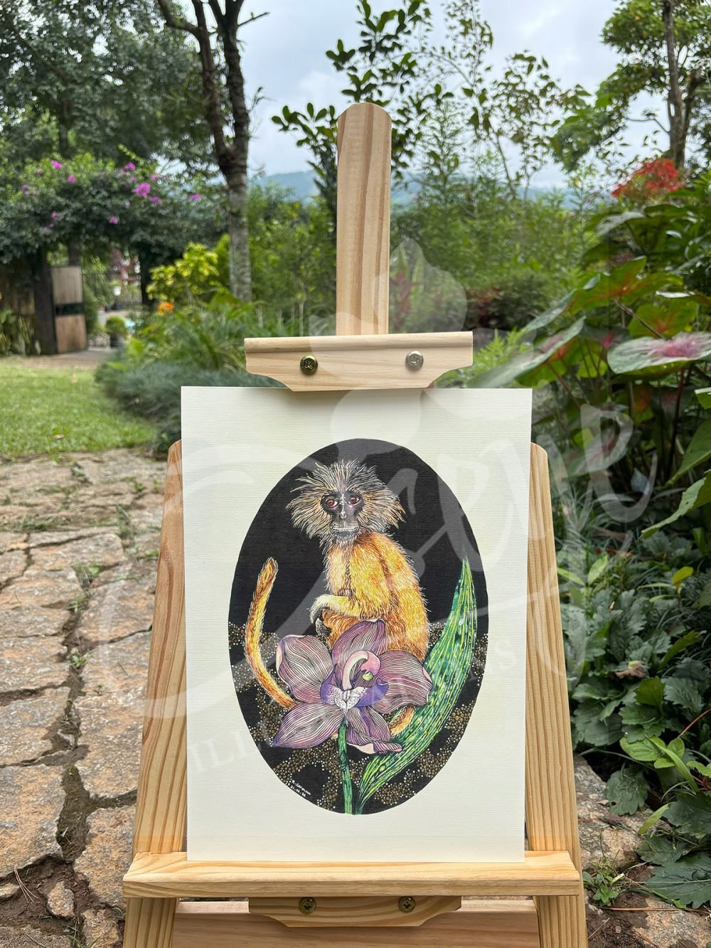 Golden Langur & Purple Orchid